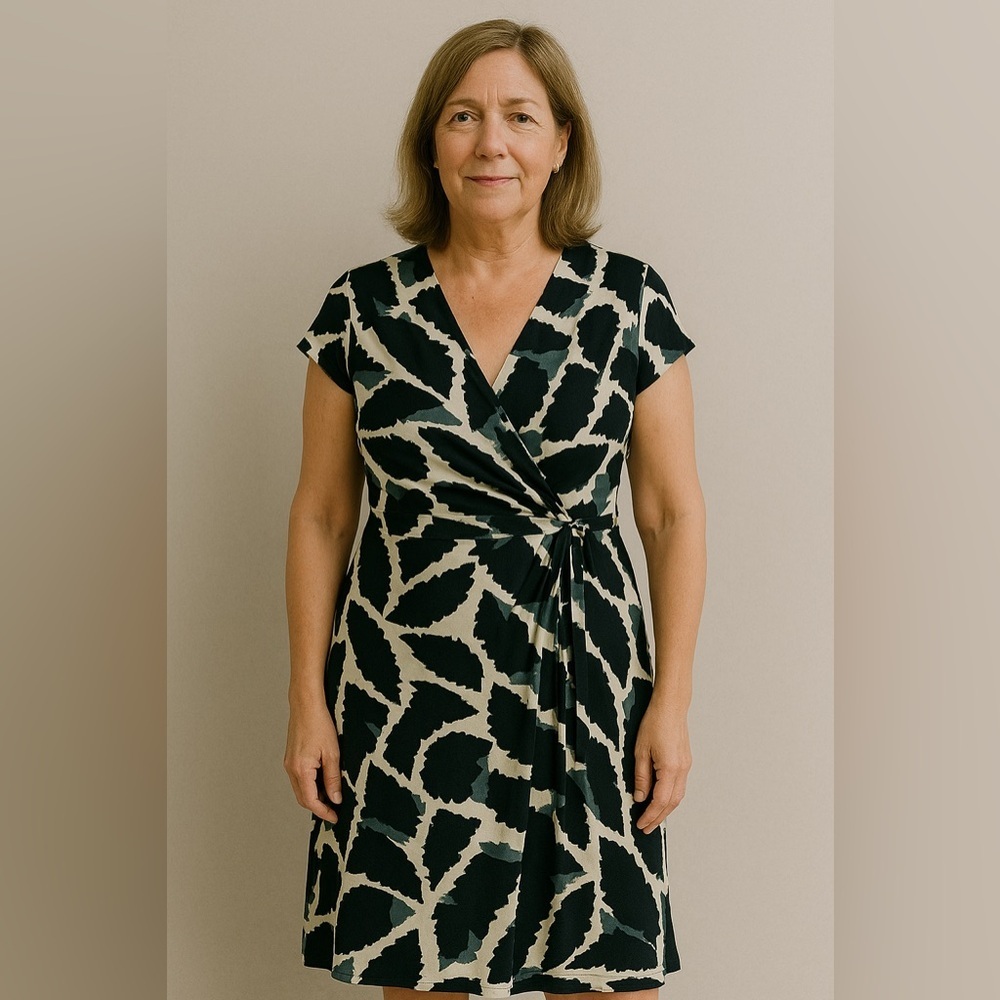 Planet Patterned Dress with Belt Detail - Size CAD 8 / EU 36